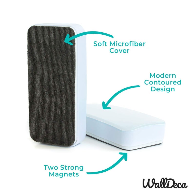 WallDeca Dry Erase Eraser, Felt Bottom Surface Whiteboard Eraser, Magnetic, Works on All Dry Erase Surfaces, Glass Board and Whiteboard (White) - Image 3